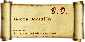 Bancza Dorián névjegykártya